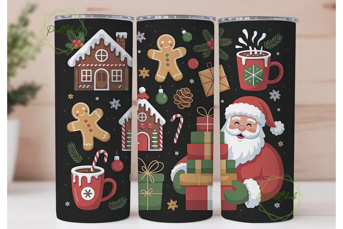 Christmas Gingerbread Santa 20oz Tumbler