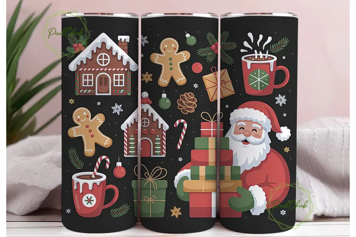 Christmas Gingerbread Santa 20oz Tumbler - Image 3