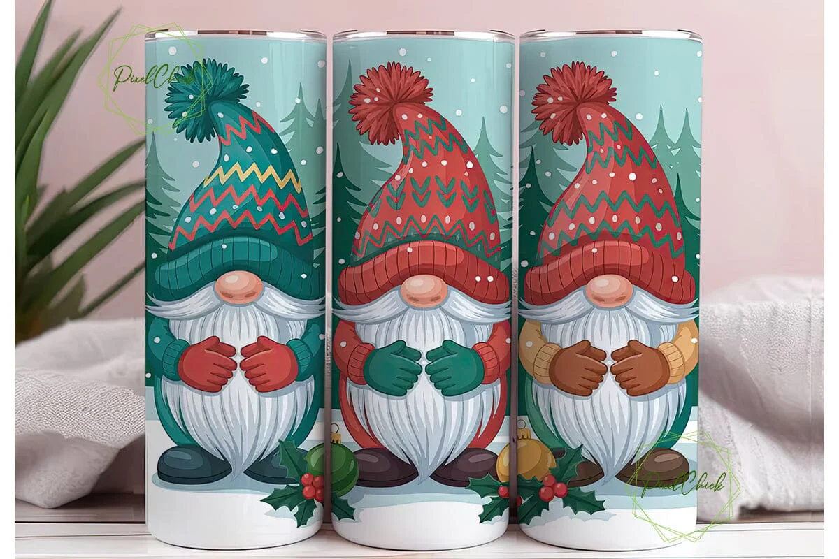 Christmas Gnomes 20oz Tumbler Wrap - Image 3