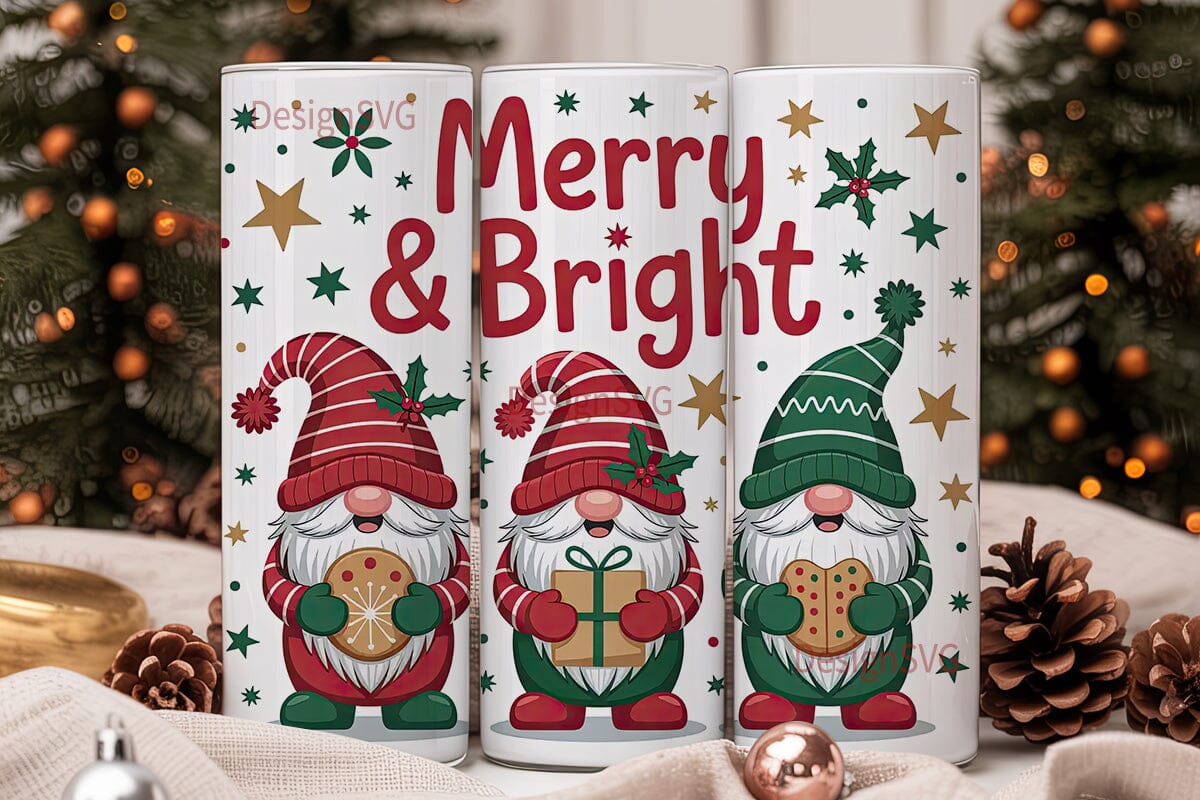 Christmas Gnomes 20oz Tumbler Wrap - Image 2