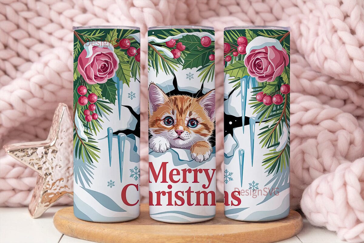 Christmas Kitten 20oz Tumbler Wrap