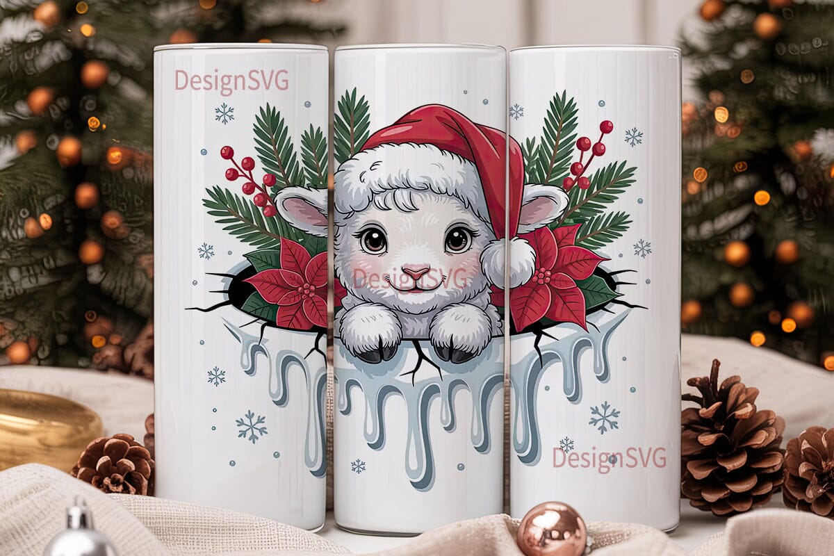 Christmas Lamb 20oz Tumbler Wrap - Image 2