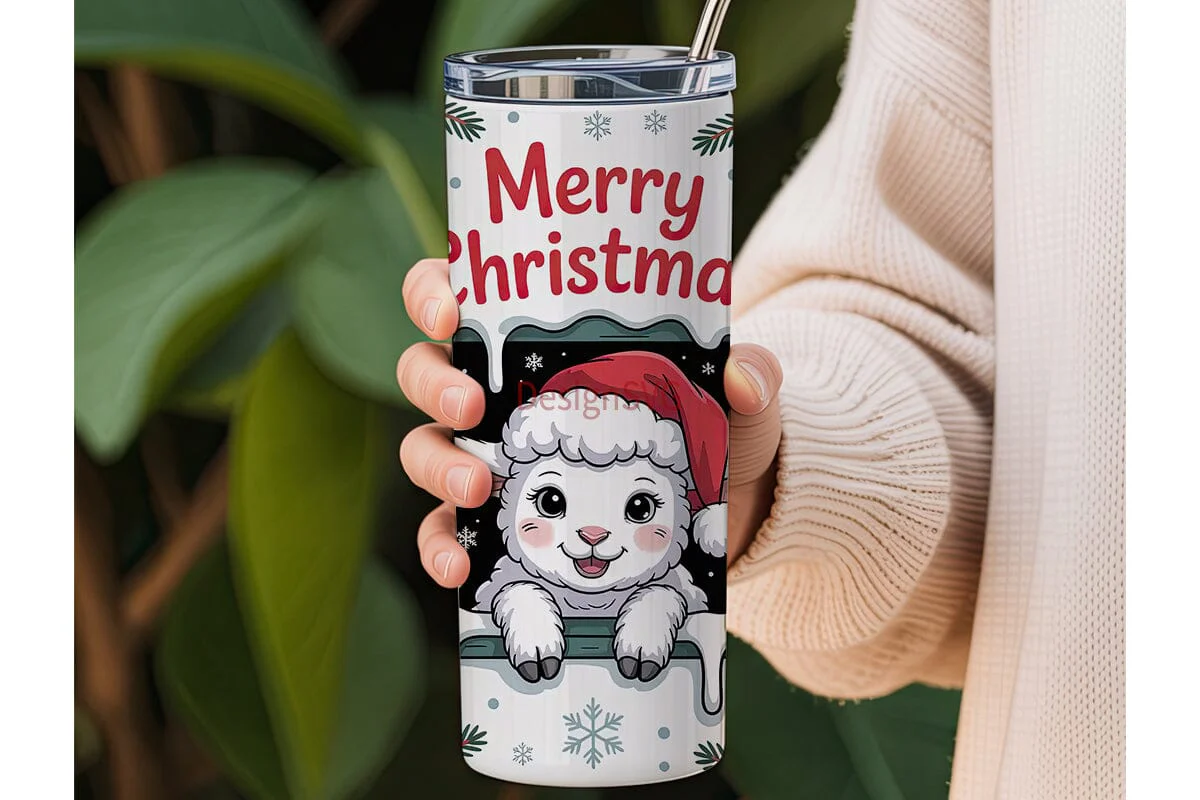 Christmas Lamb 20oz Tumbler Wrap - Image 3