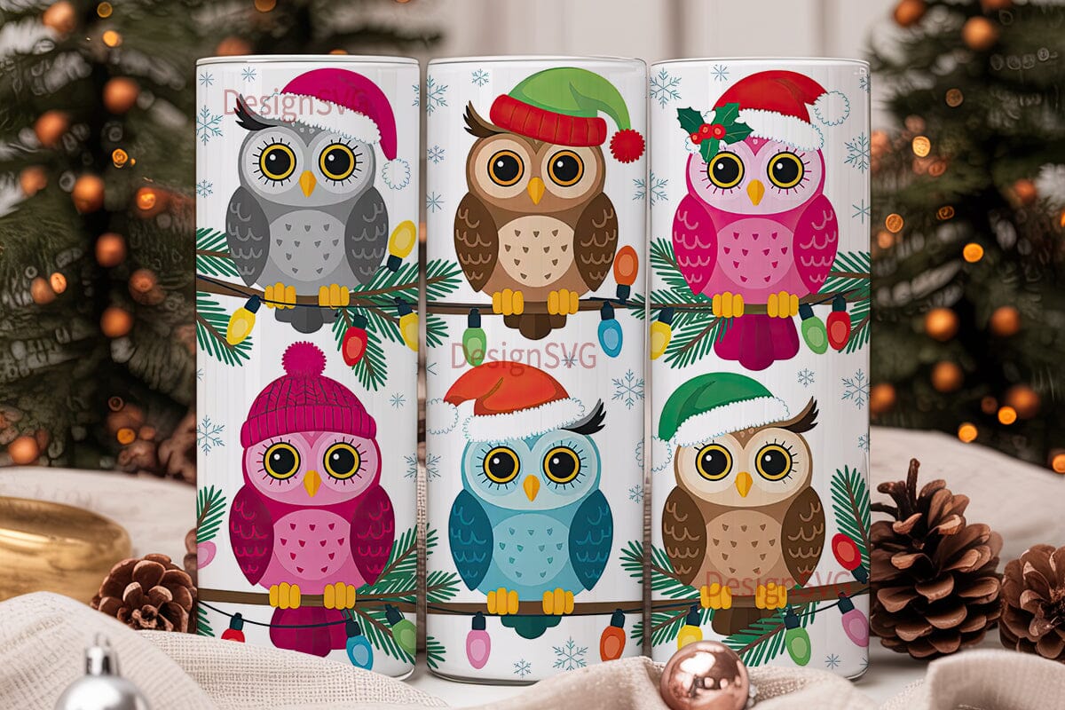 Christmas Owls 20oz Tumbler Wrap - Image 2
