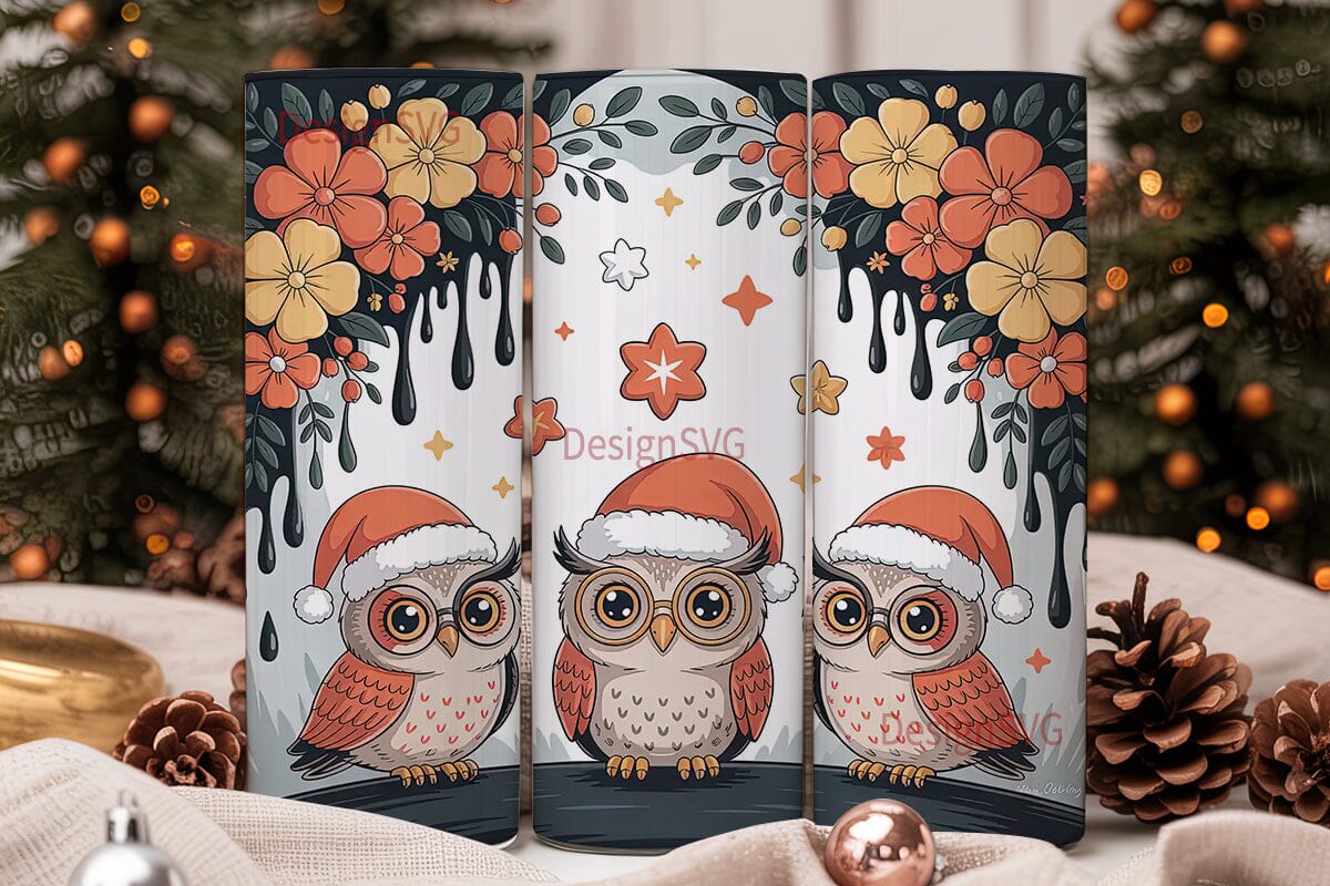Christmas Owls Tumbler Wrap - Image 2
