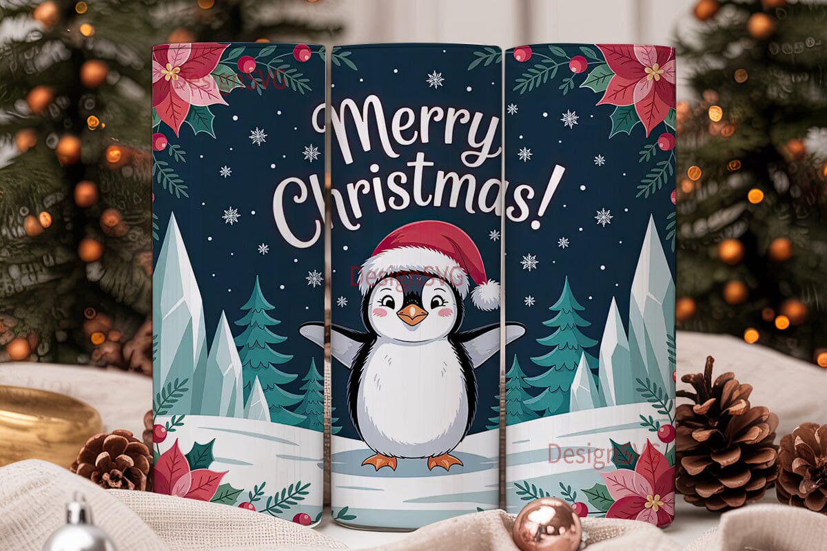 Christmas Penguin 20oz Tumbler Design - Image 2