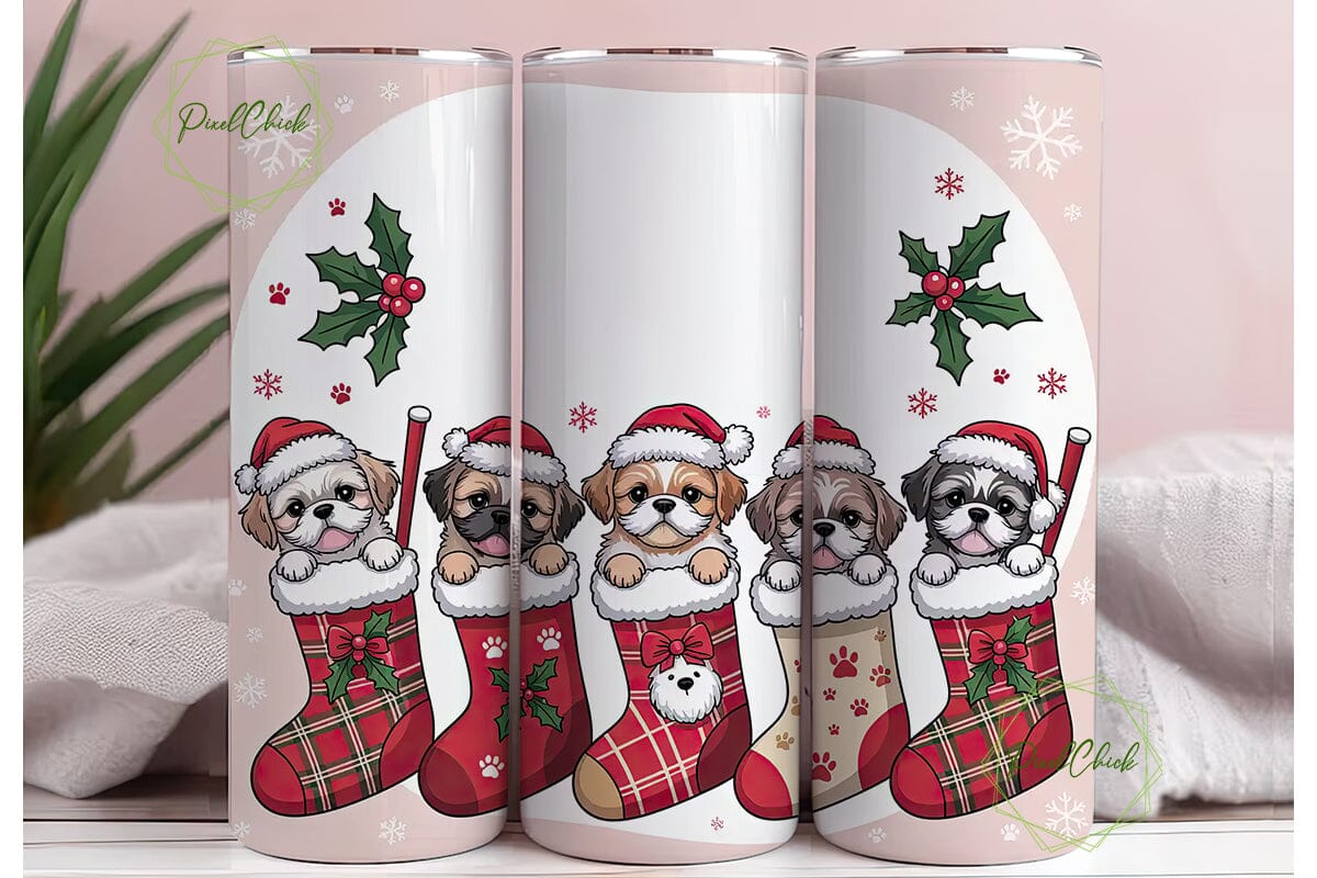 Christmas Puppies 20oz Tumbler Wrap