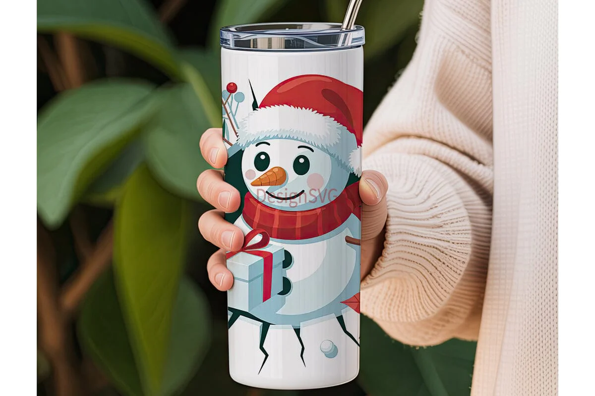 Christmas Snowman 20oz Tumbler Wrap - Image 3