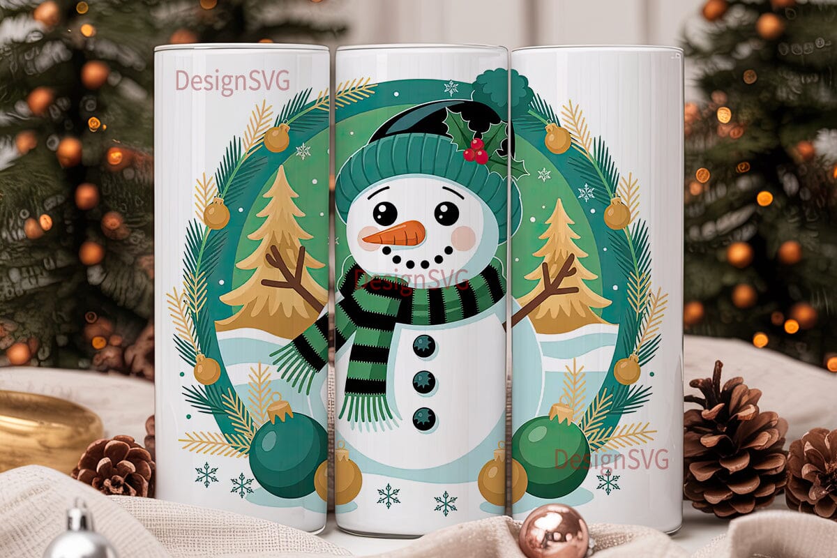 Christmas Snowman 20oz Tumbler Wrap - Image 2