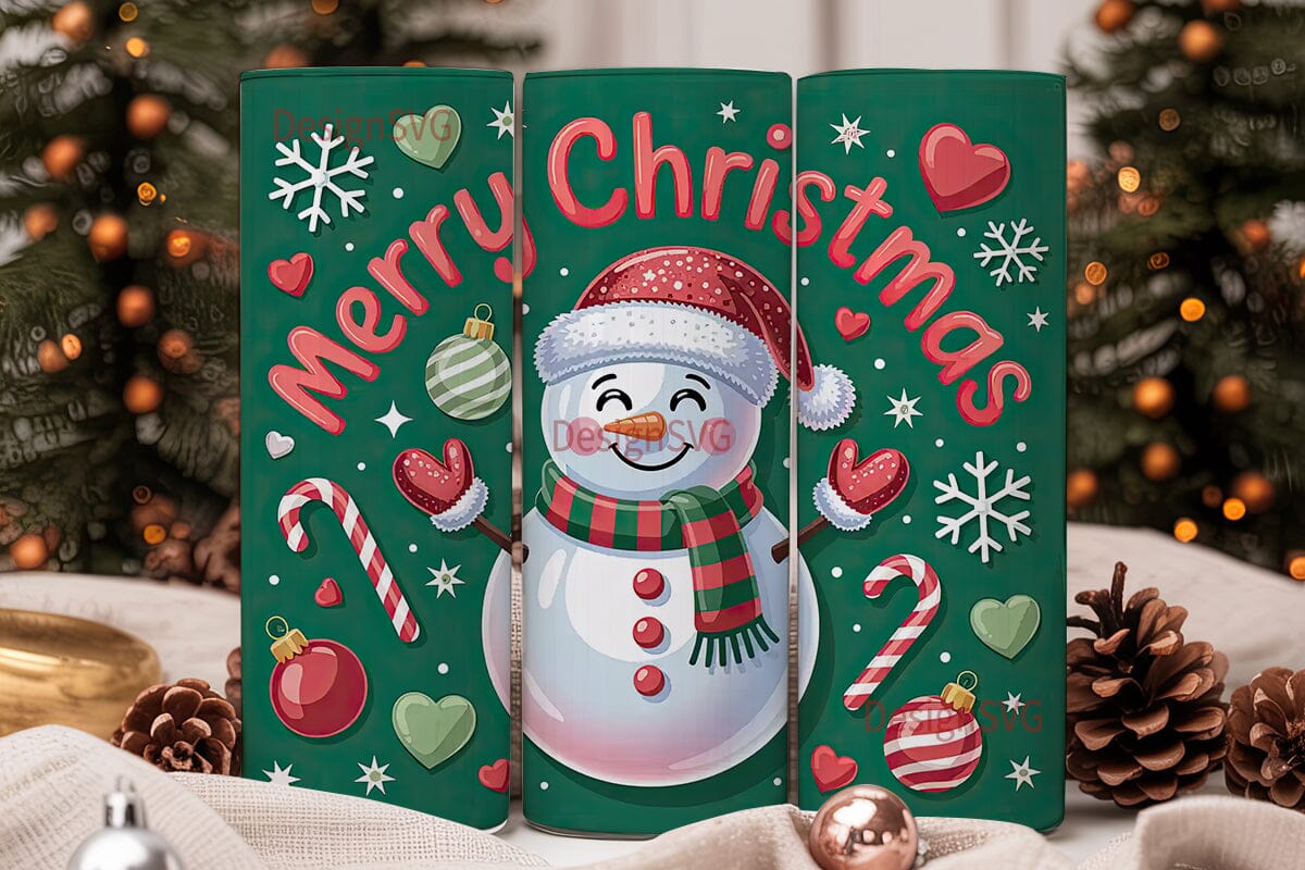 Christmas Snowman 20oz Tumbler Wrap - Image 2