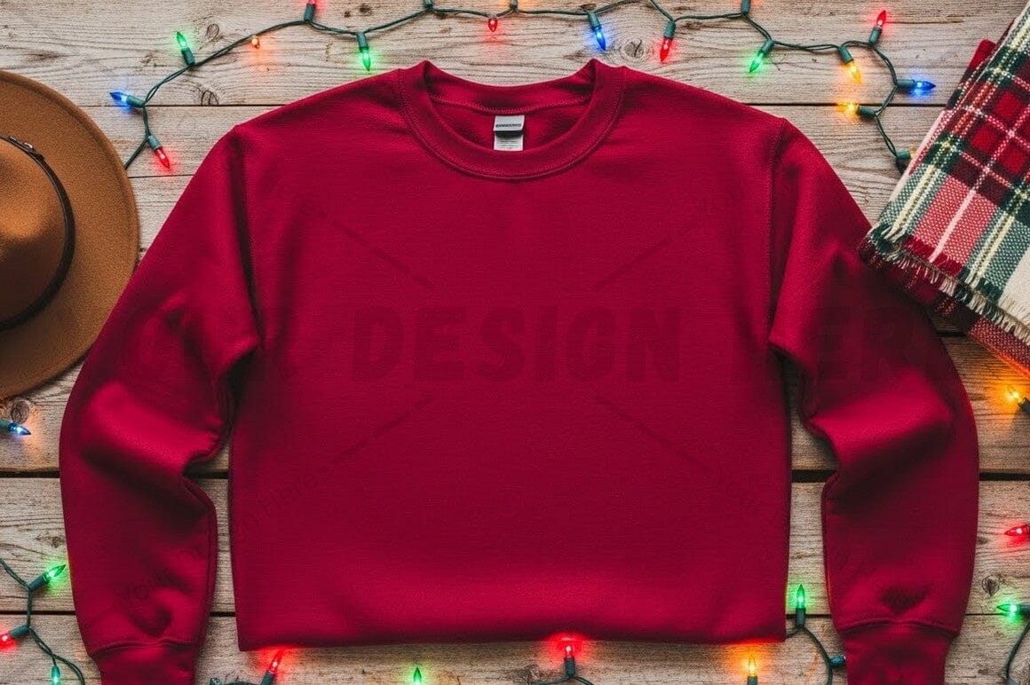 Christmas-themed red t-shirt mockup