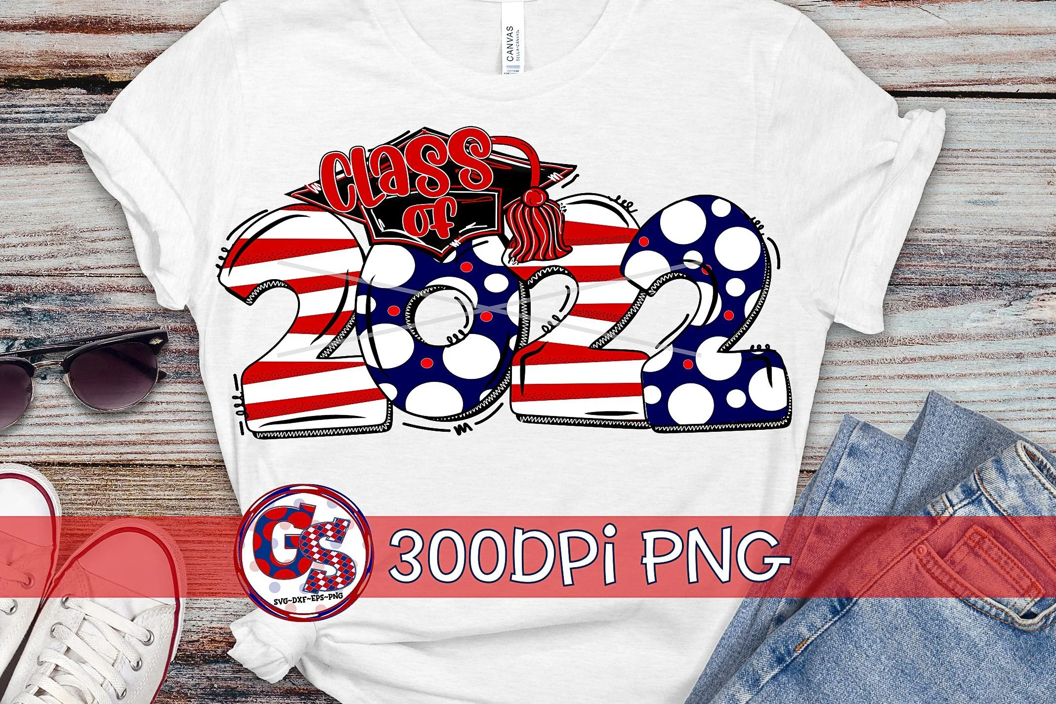 Class of 2022 Red Navy PNG for Sublimation