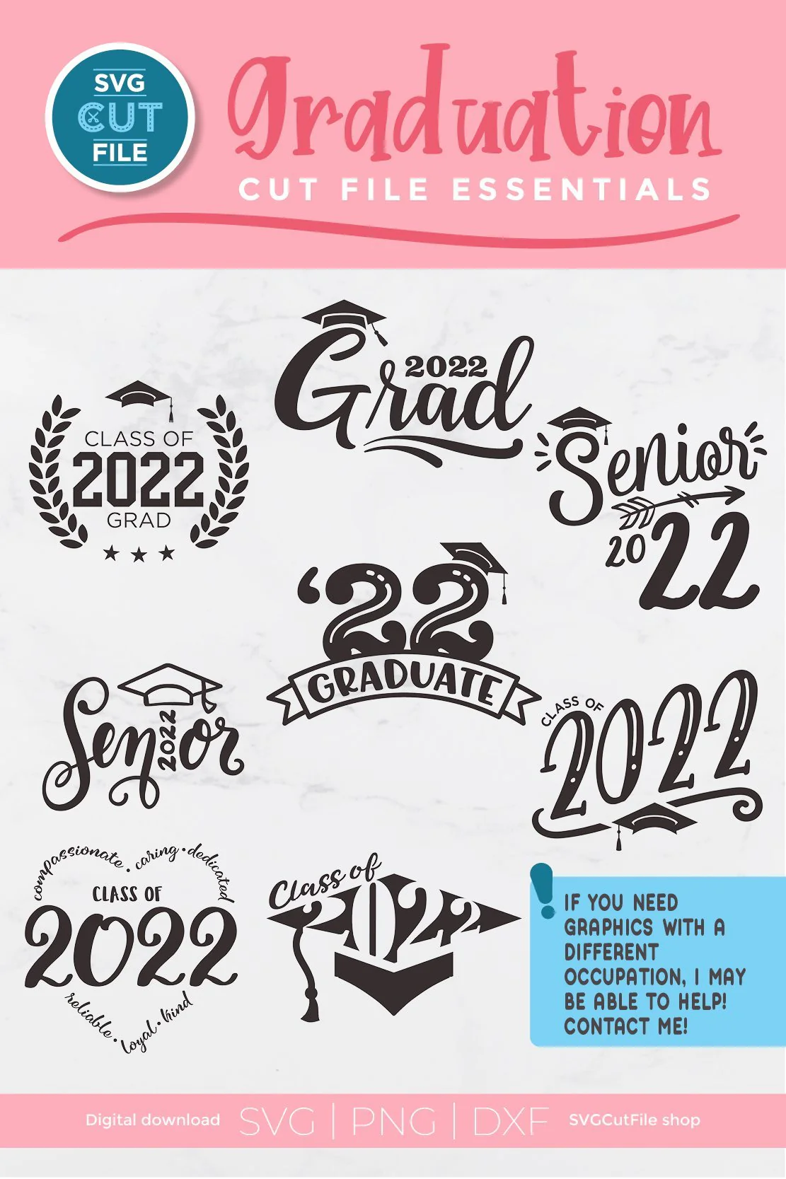 Class of 2022 svg bundle, senior bundle svg, 2022 grad svg, graduation cap SVG, high school, senior trip svg, college, svg dxf png - Image 2
