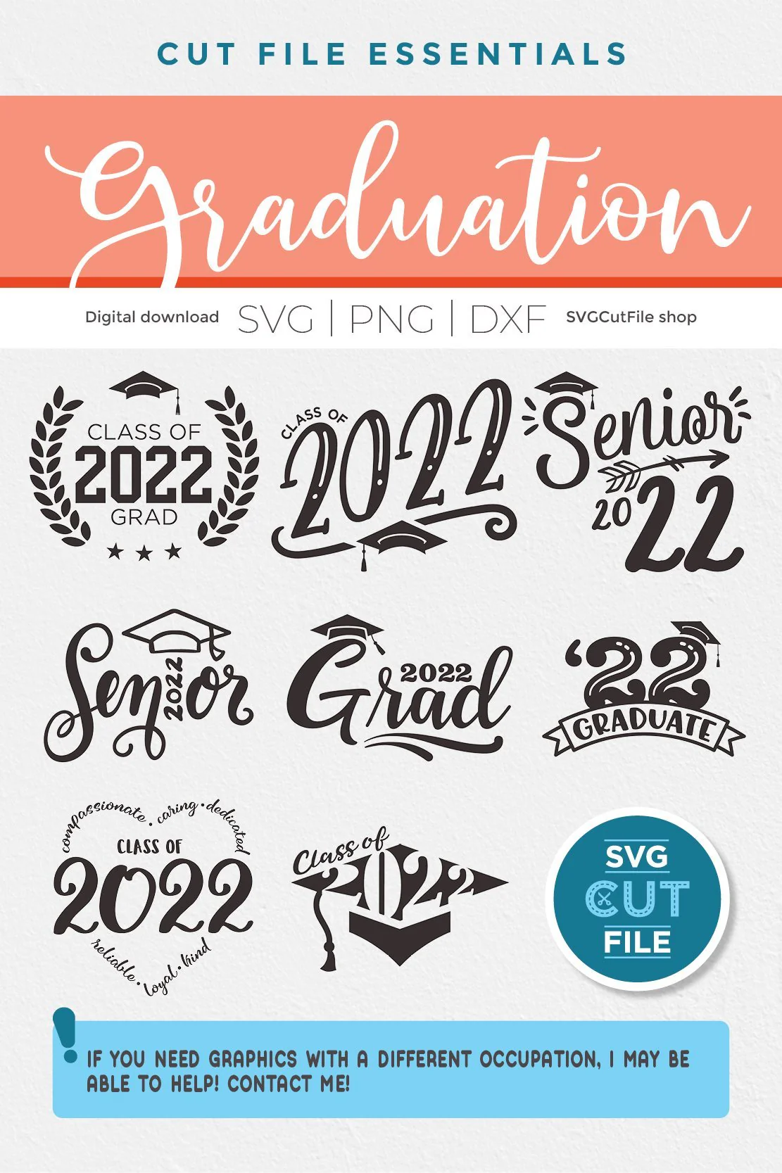 Class of 2022 svg bundle, senior bundle svg, 2022 grad svg, graduation cap SVG, high school, senior trip svg, college, svg dxf png - Image 4