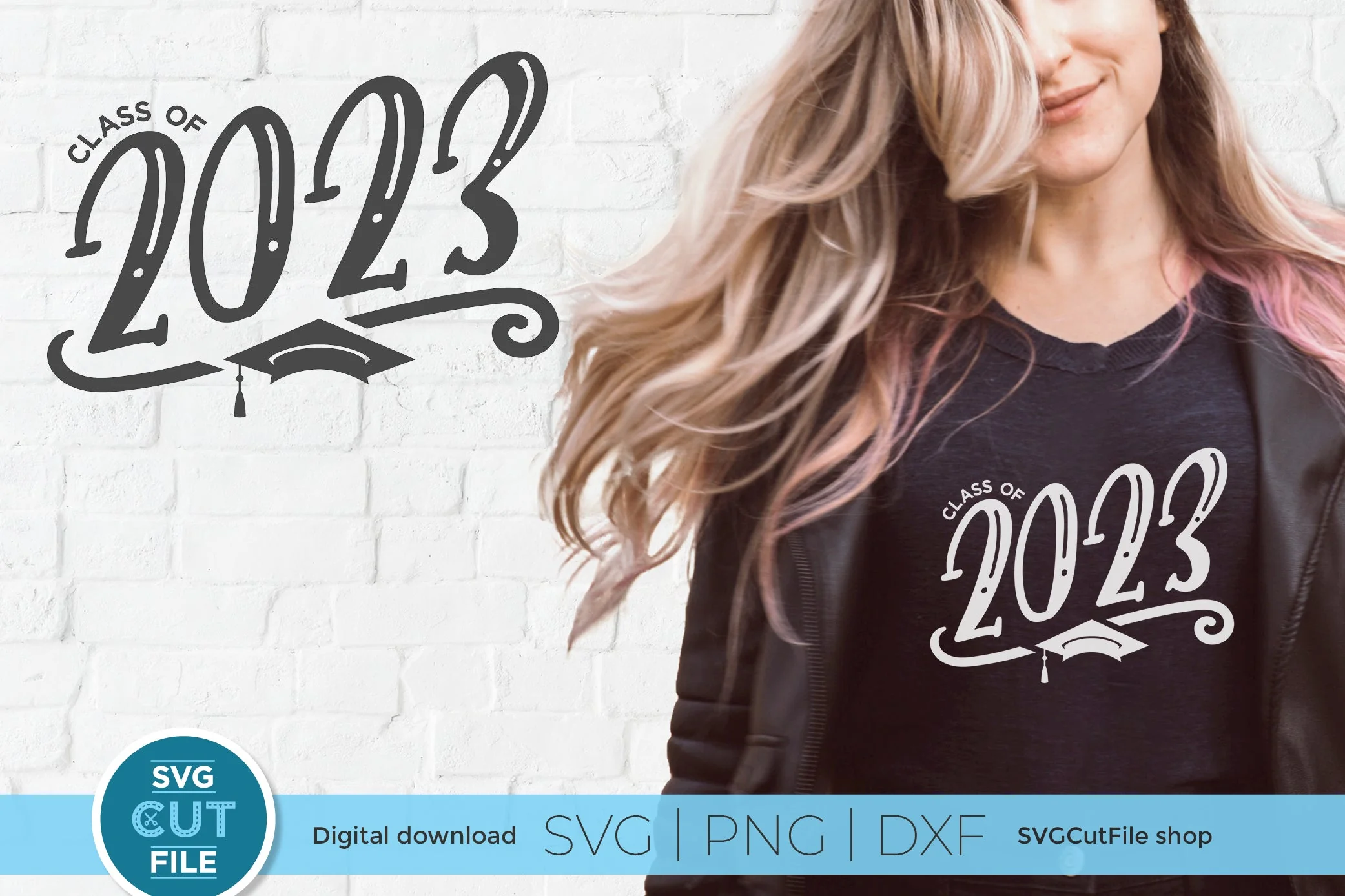 Class of 2023 svg with graduation cap