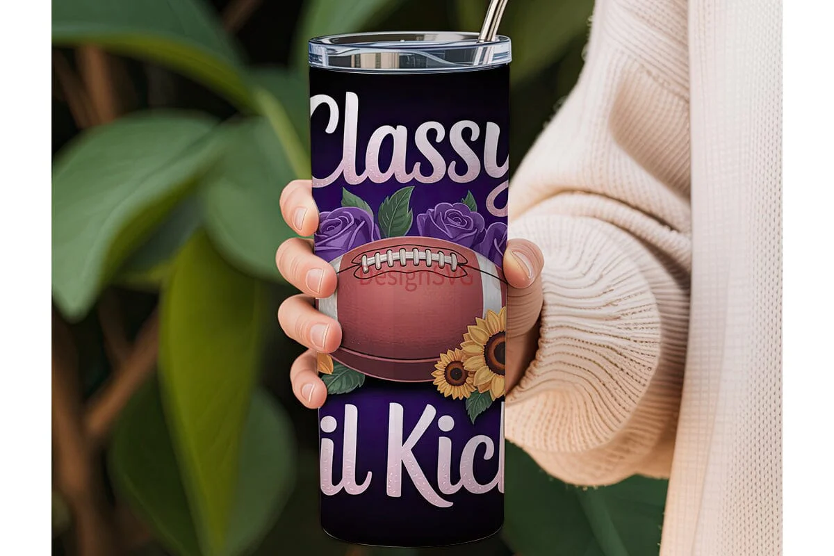 Classy Football 20oz Tumbler Design - Image 3