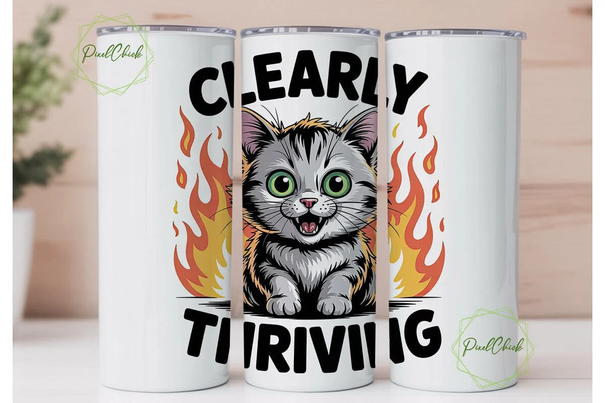 Clearly Thriving Cat 20oz Tumbler Wrap - Image 2