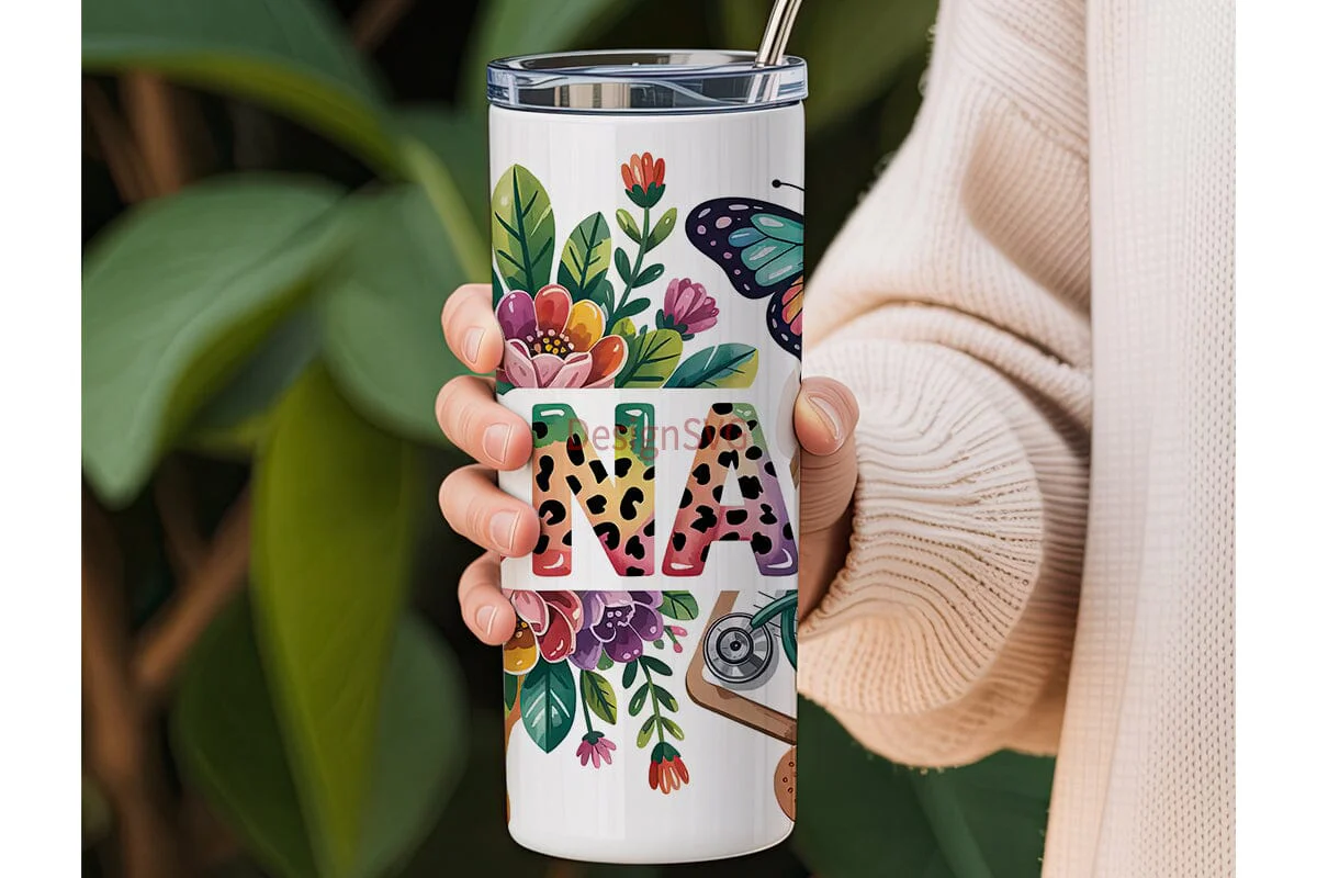 CNA Floral Tumbler Wrap PNG - Image 3