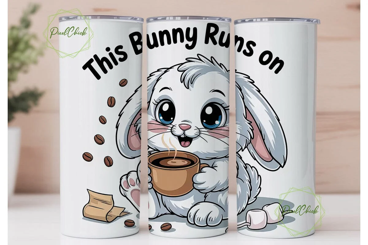 Coffee Bunny 20oz Tumbler Wrap