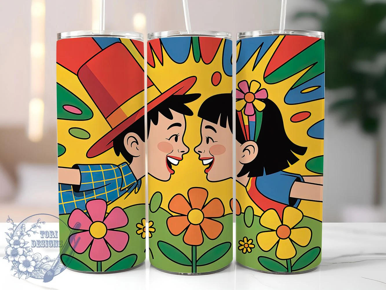 Colorful Abstract Couple Tumbler Wrap, High Quality, Cute Couple, Artistic Style, Vibrant Design, Tumbler Wrap, Sublimation Design