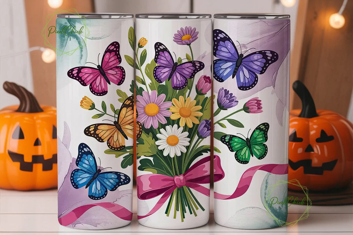 Colorful Butterfly Garden 20oz Tumbler - Image 3