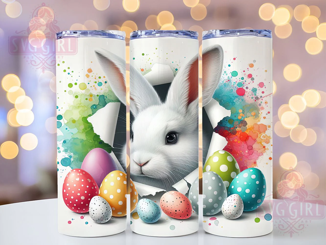 Colorful Easter Bunny Tumbler, Colorful Bunny Tumbler, Stylish 20oz Wrap, Sublimation Design, Trendy Gift Idea, Festive Bunny Wrap, Easter Holiday Tumbler