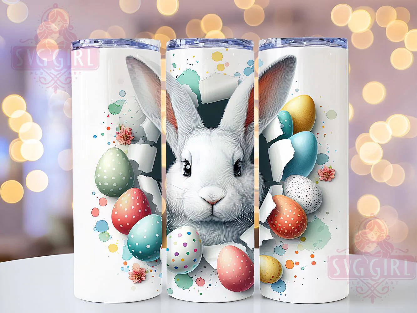 Colorful Easter Bunny Tumbler, Colorful Bunny Tumbler, Stylish 20oz Wrap, Sublimation Design, Trendy Gift Idea, Festive Bunny Wrap, Easter Holiday Tumbler