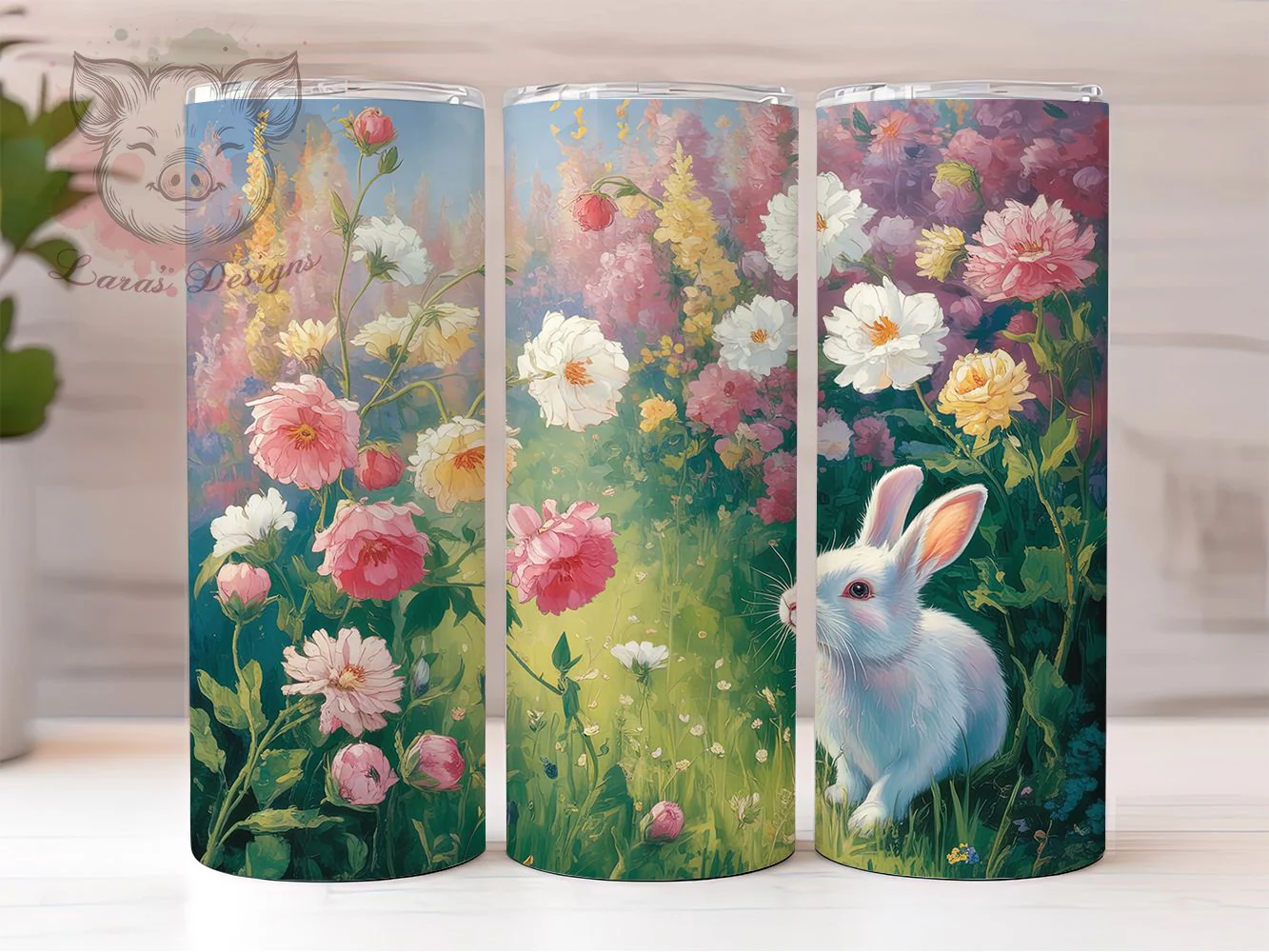 Colorful Floral Easter Bunny Tumbler, Spring Bunny Tumbler, Easter Bunny Wrap, Whimsical Bunny Wrap, Colorful Floral Bunny Wrap, Sublimation Design, Trendy Gift Idea
