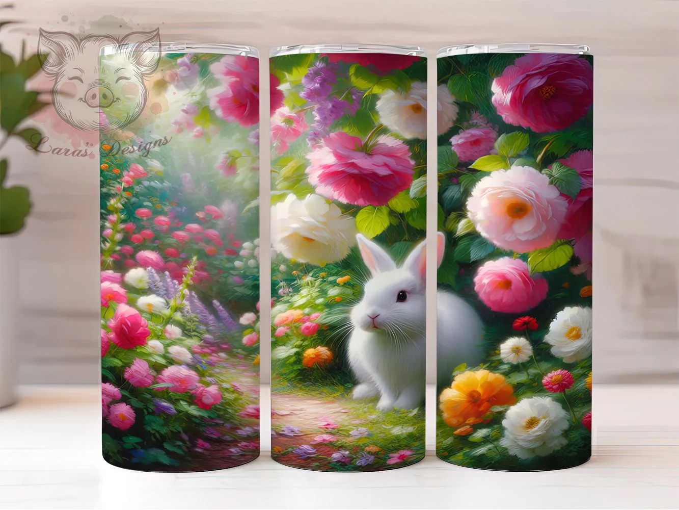 Colorful Floral Easter Bunny Tumbler, Spring Bunny Tumbler, Easter Bunny Wrap, Whimsical Bunny Wrap, Colorful Floral Bunny Wrap, Sublimation Design, Trendy Gift Idea