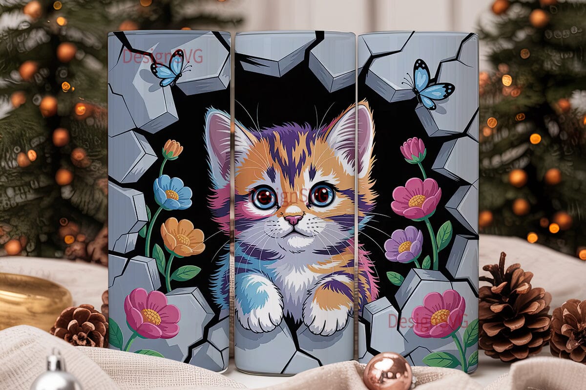 Colorful Kitten 20oz Tumbler Wrap - Image 2