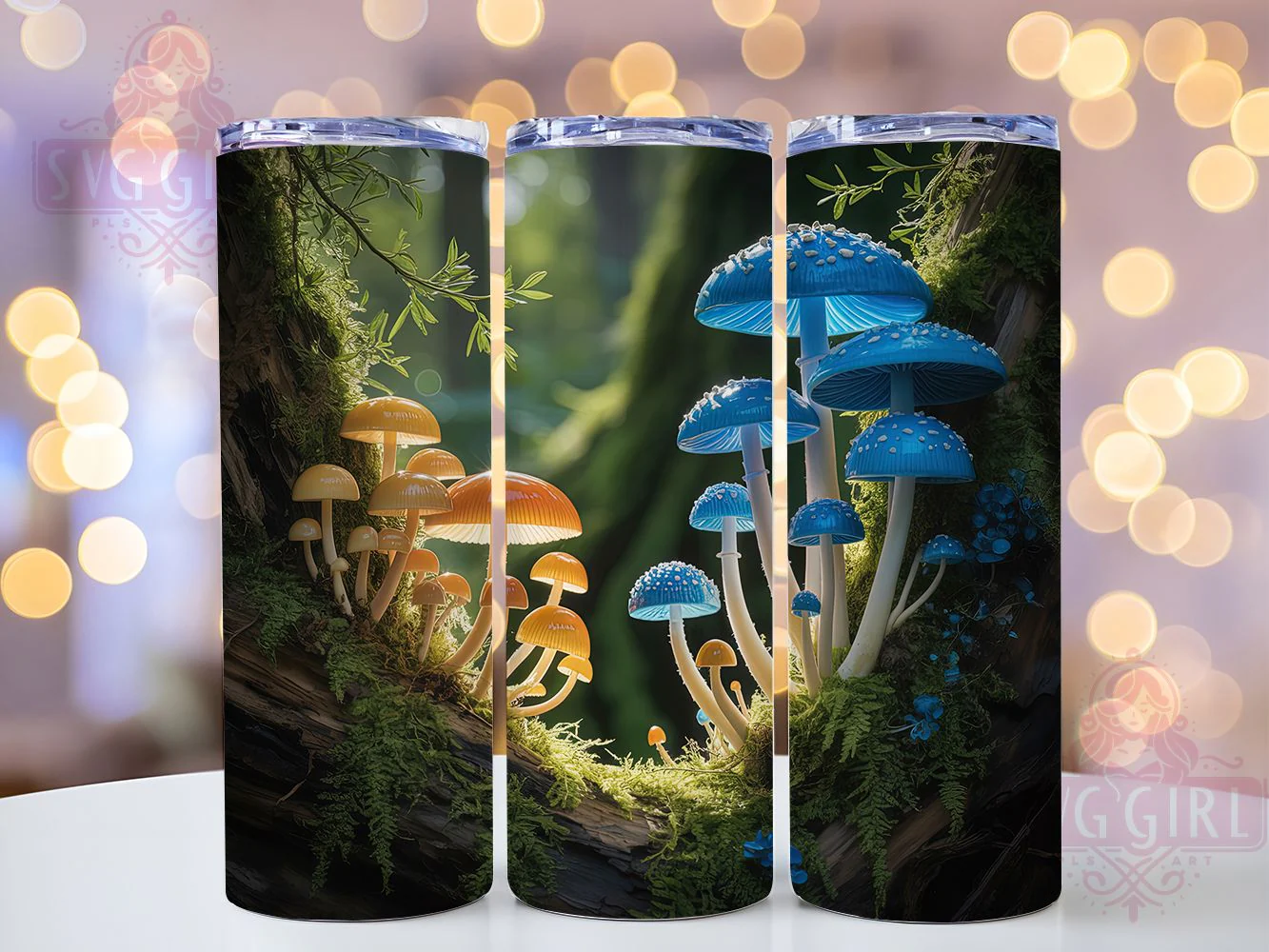 Colorful Mushroom Nature Tumbler, Stainless Steel, Thermal Tumbler, Nature Theme, Whimsical Design, 20Oz Tumbler, Sublimation Wrap