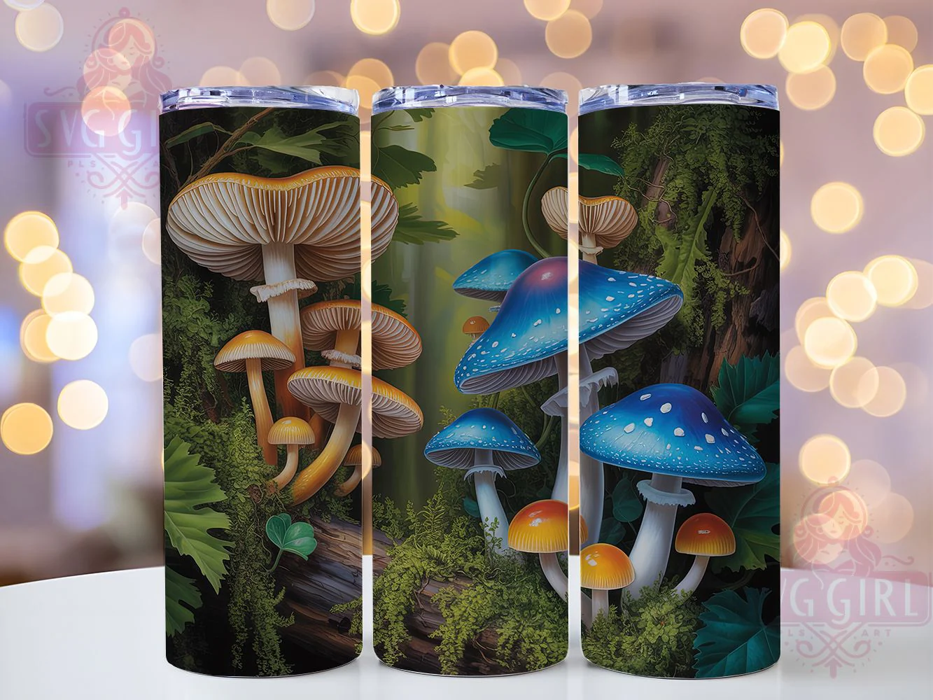 Colorful Mushroom Nature Tumbler, Stainless Steel, Thermal Tumbler, Nature Theme, Whimsical Design, 20Oz Tumbler, Sublimation Wrap