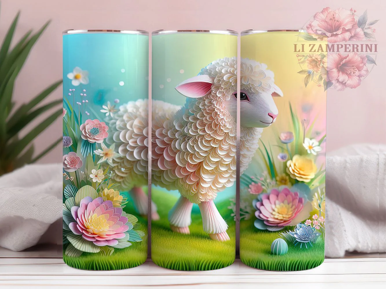 Colorful Quilled Easter Lamb Tumbler, Easter Lamb Tumbler, Artistic Lamb Wrap, Whimsical Lamb Wrap, Colorful Quilled Lamb Wrap, Sublimation Design, Trendy Gift Idea