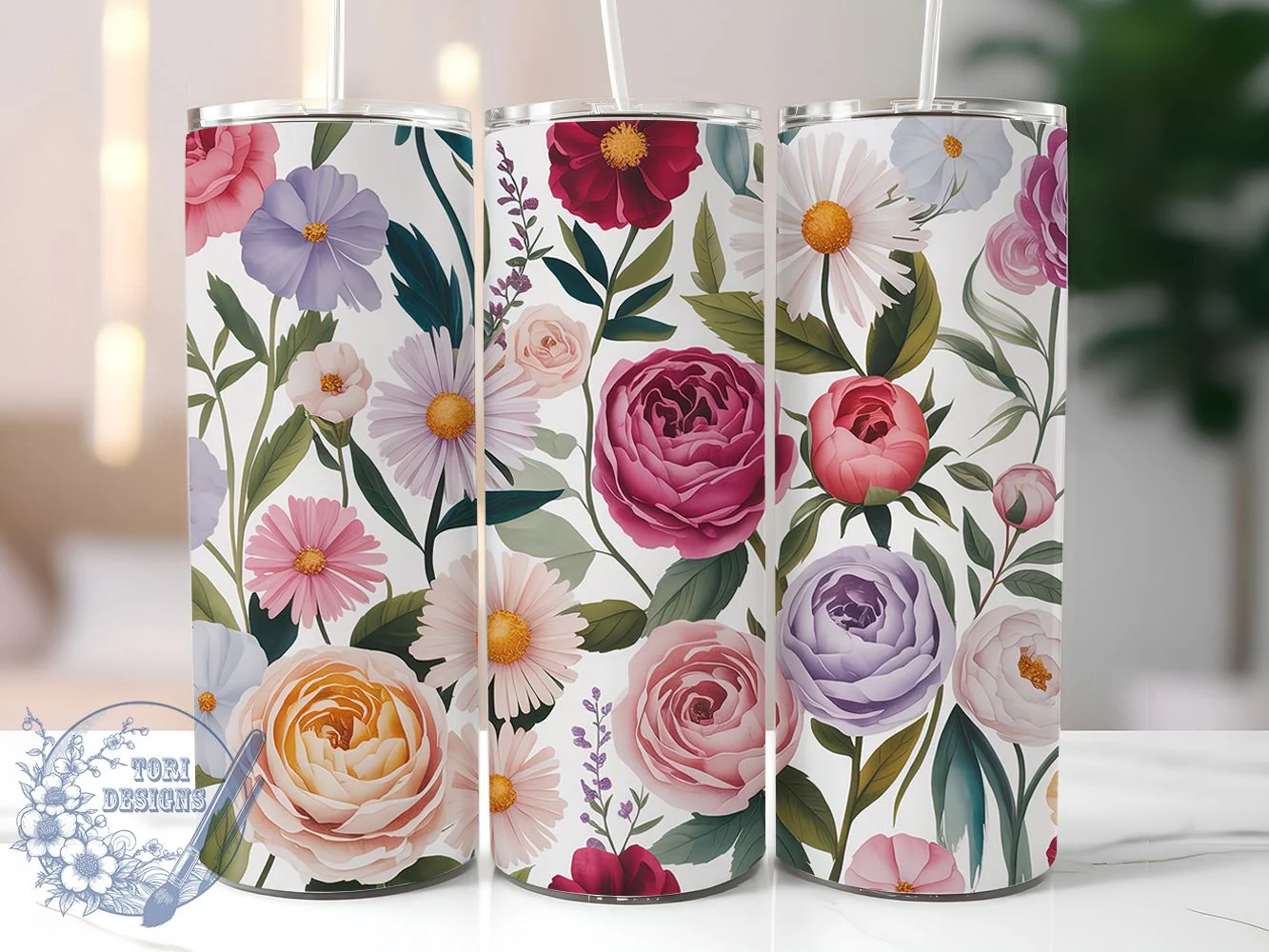 Colorful Spring Flower Tumbler, Colorful Floral Tumbler, Bright Spring Wrap, Stylish 20oz Wrap, Sublimation Design, Trendy Gift Idea, Inspirational Spring Tumbler