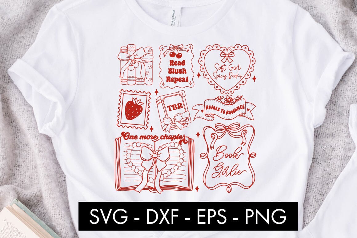 Coquette Book Lover SVG PNG Soft Girl Aesthetic Reading - Image 2