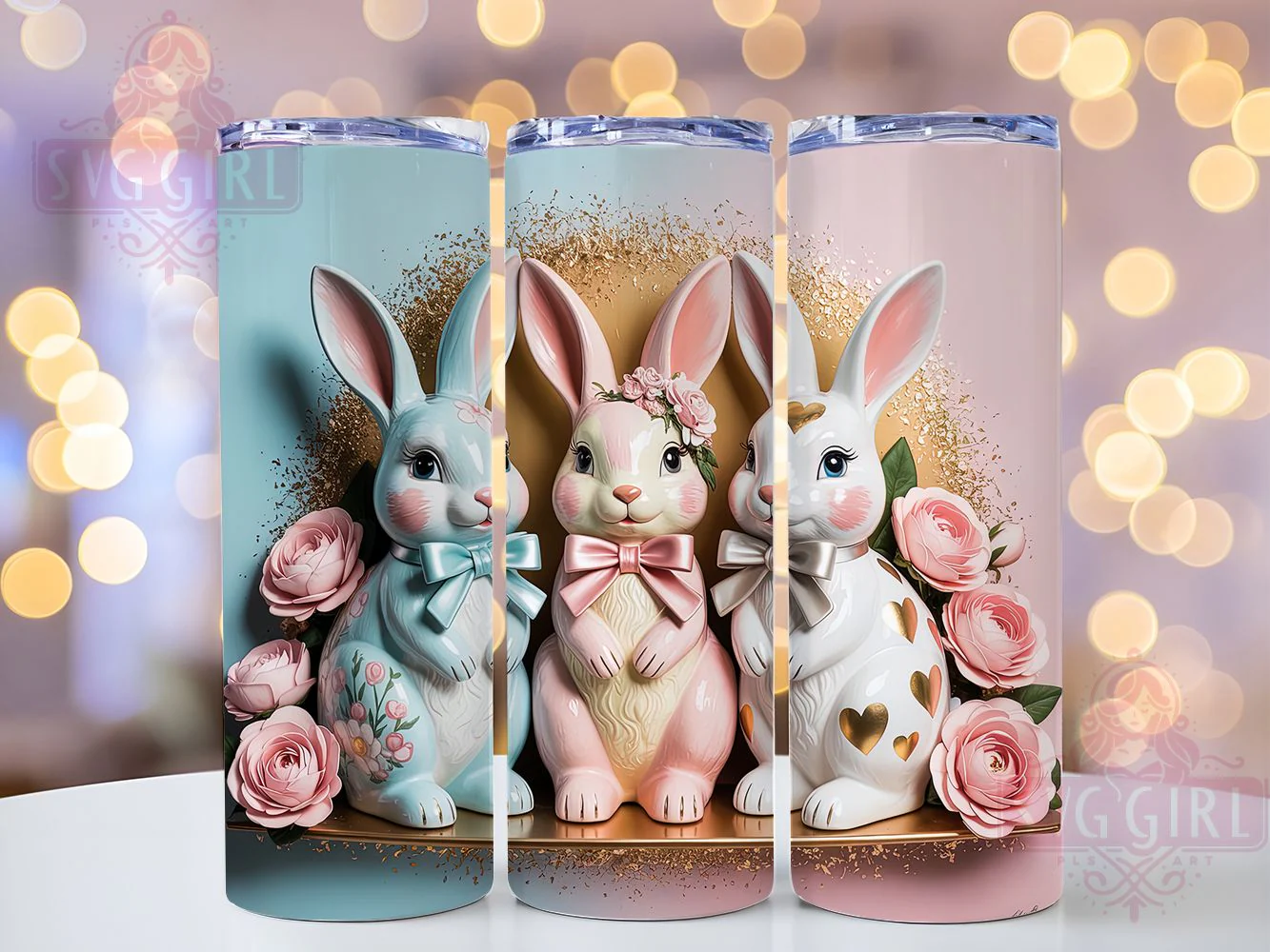 Coquette Whimsical Easter Bunny Tumbler, Cute Easter Bunny Tumbler, Whimsical Bunny Wrap, Festive Bunny Wrap, Stylish Bunny Wrap, Sublimation Design, Trendy Gift Idea