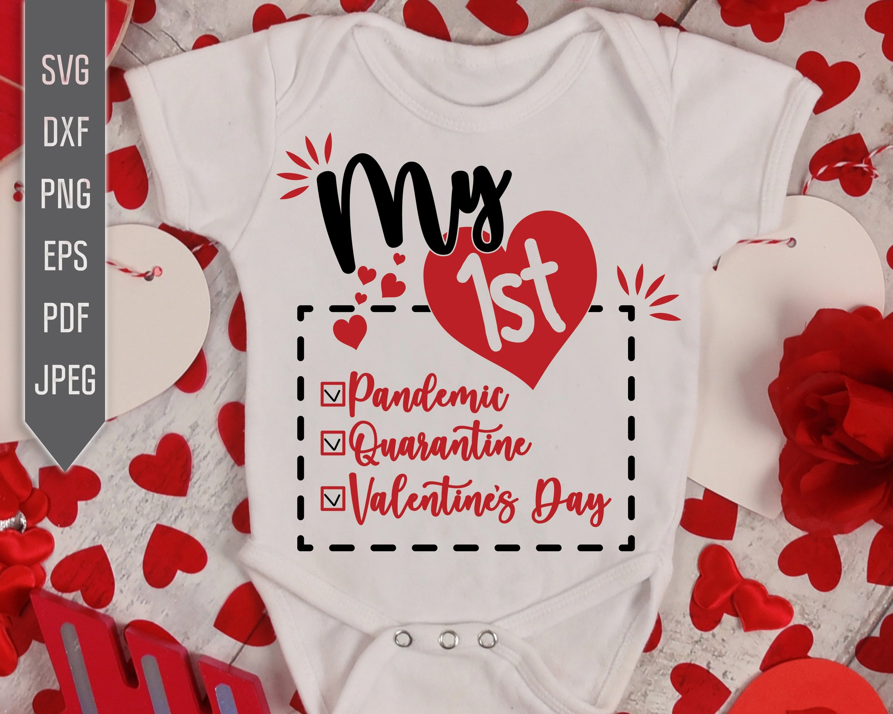 Covid Valentine's Day Svg Bundle. 2021 Quarantined Valentine's Svg. Pandemic Svg. Virus Svg. Covid 19 Cricut, Silhouette, Dxf, Eps, Png - Image 7
