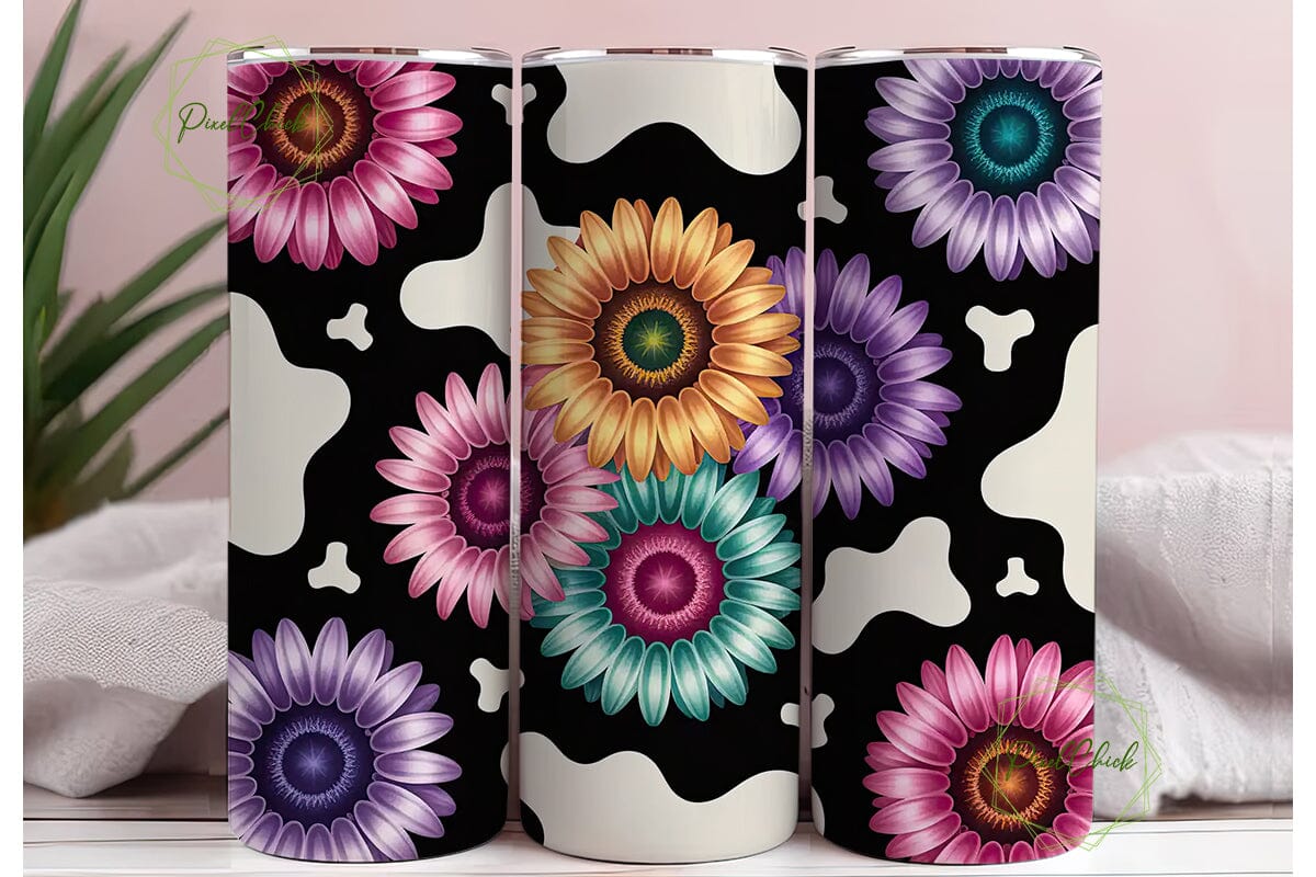 Cow Print Sunflower 20oz Tumbler Wrap