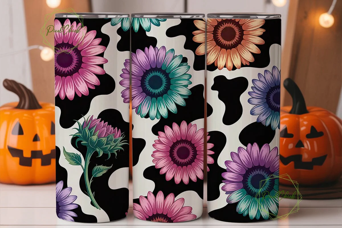 Cow Print Sunflower 20oz Tumbler Wrap - Image 3