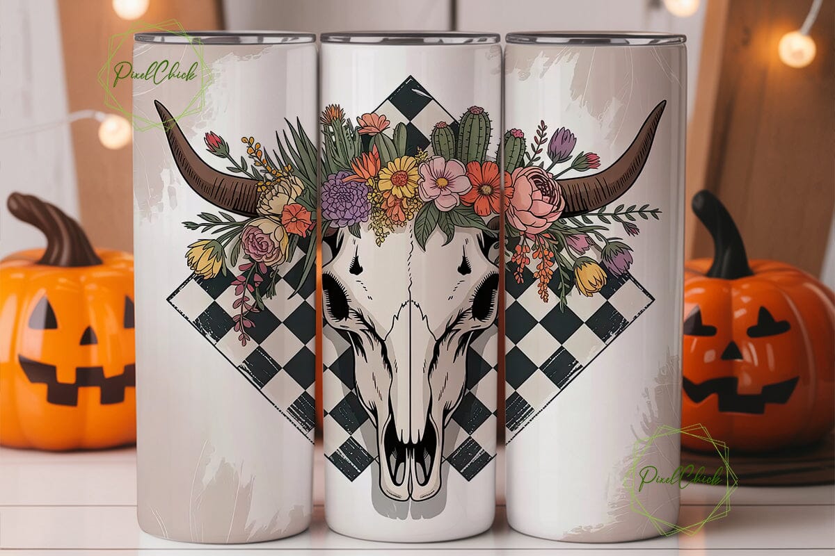Cow Skull Floral 20oz Tumbler Wrap - Image 2