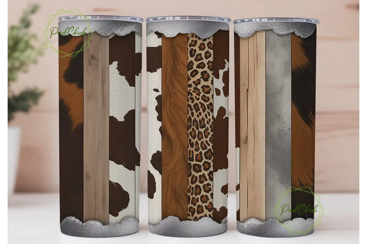 Cowhide & Leopard 20oz Tumbler Wrap - Image 2