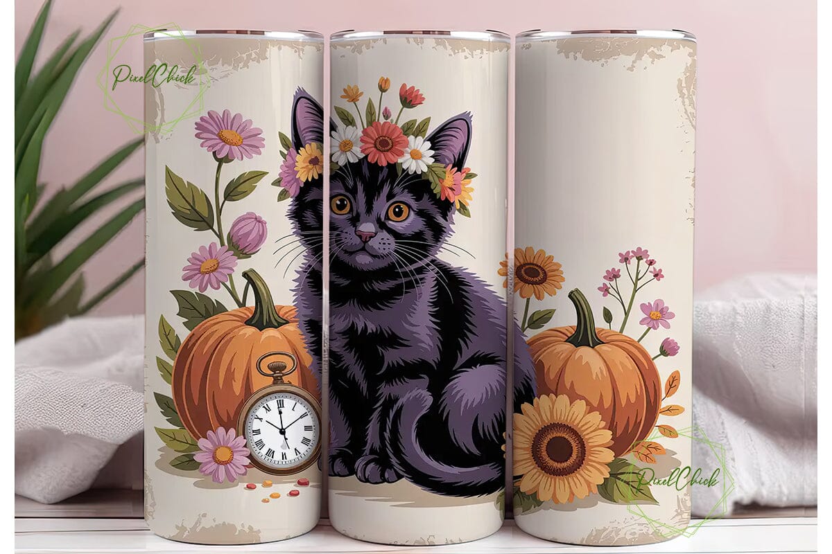 Cozy Autumn Cat 20oz Tumbler Wrap