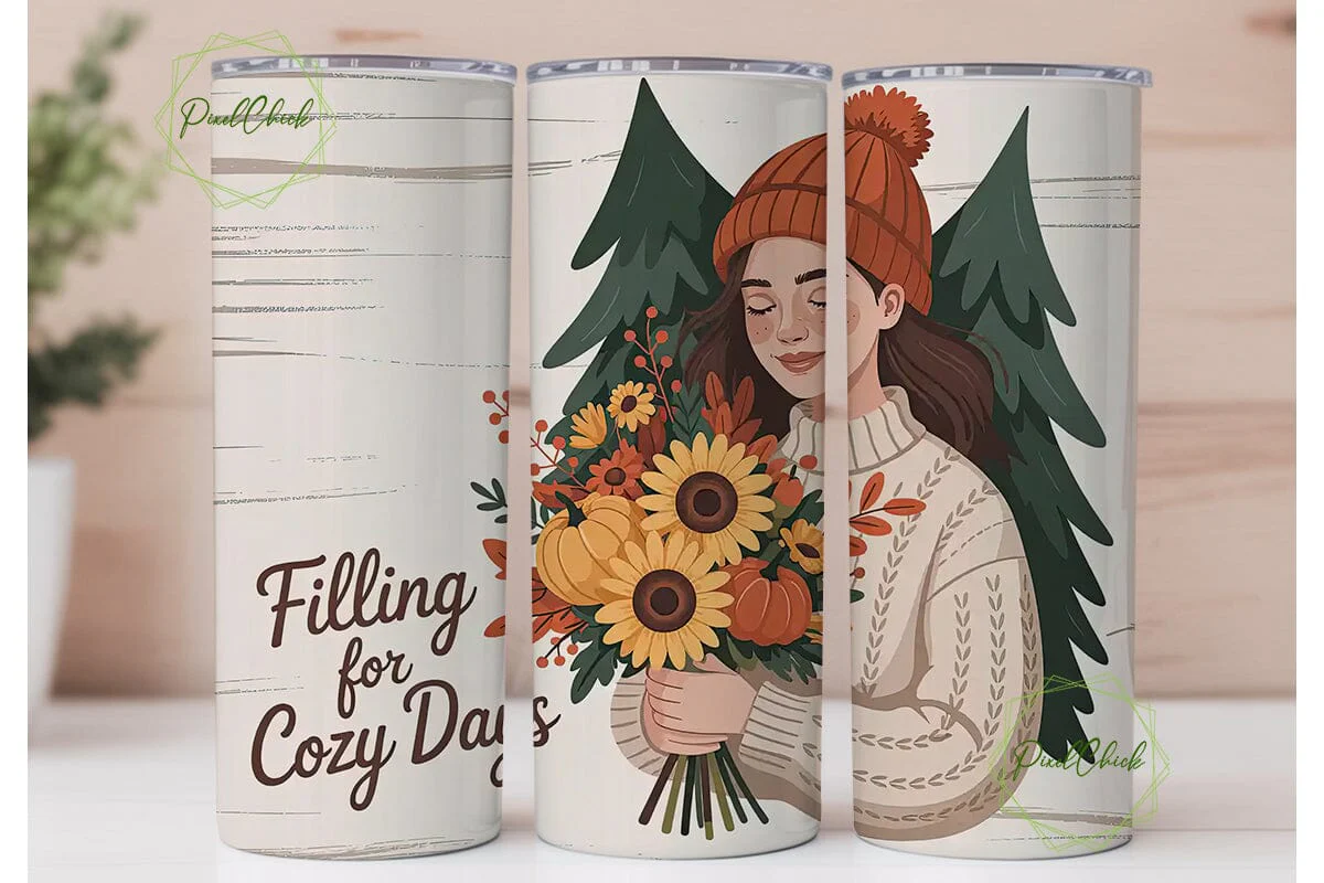 Cozy Autumn Girl 20oz Tumbler Wrap - Image 2