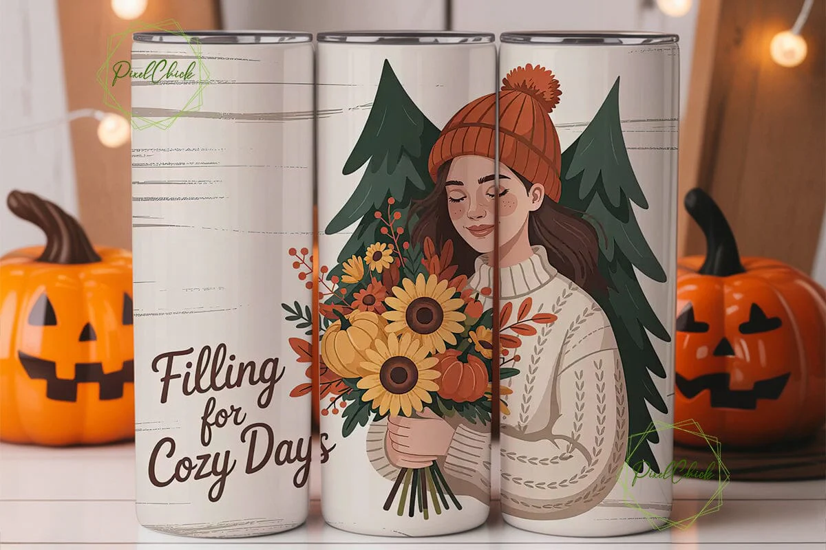 Cozy Autumn Girl 20oz Tumbler Wrap - Image 3