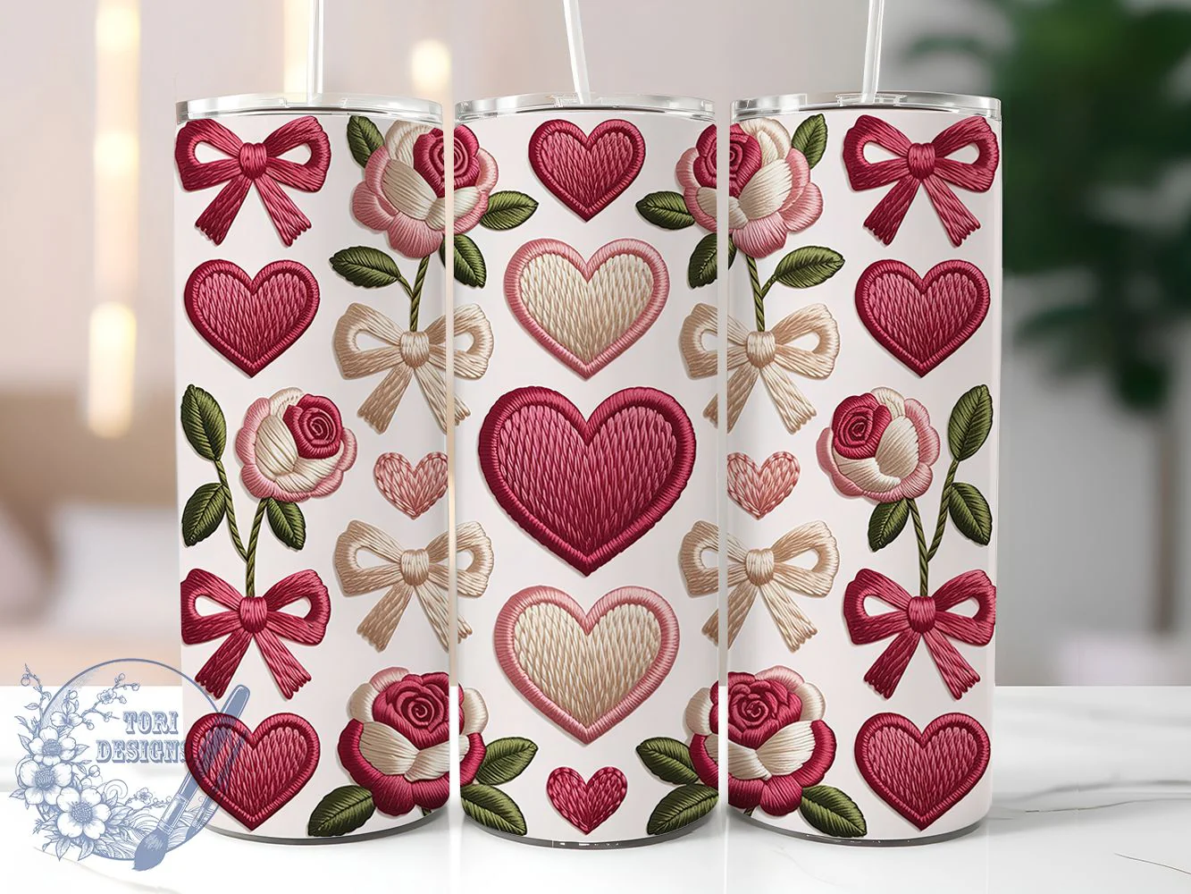 Cozy Pink Heart Valentine Tumbler, Heart Design, Valentine's Day, Romantic Theme, Cozy Style, 20Oz Tumbler, Sublimation Wrap