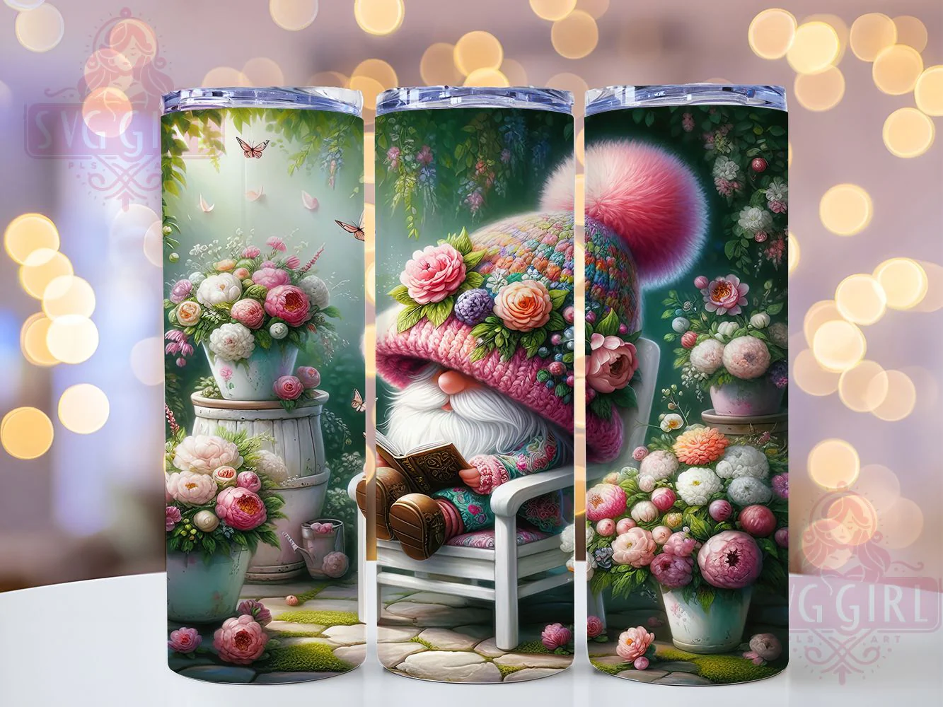 Cozy Spring Gnome Tumbler, Spring Gnome Tumbler, Stylish 20oz Wrap, Sublimation Design, Trendy Gift Idea, Seasonal Gnome Wrap, Cute Spring Tumbler