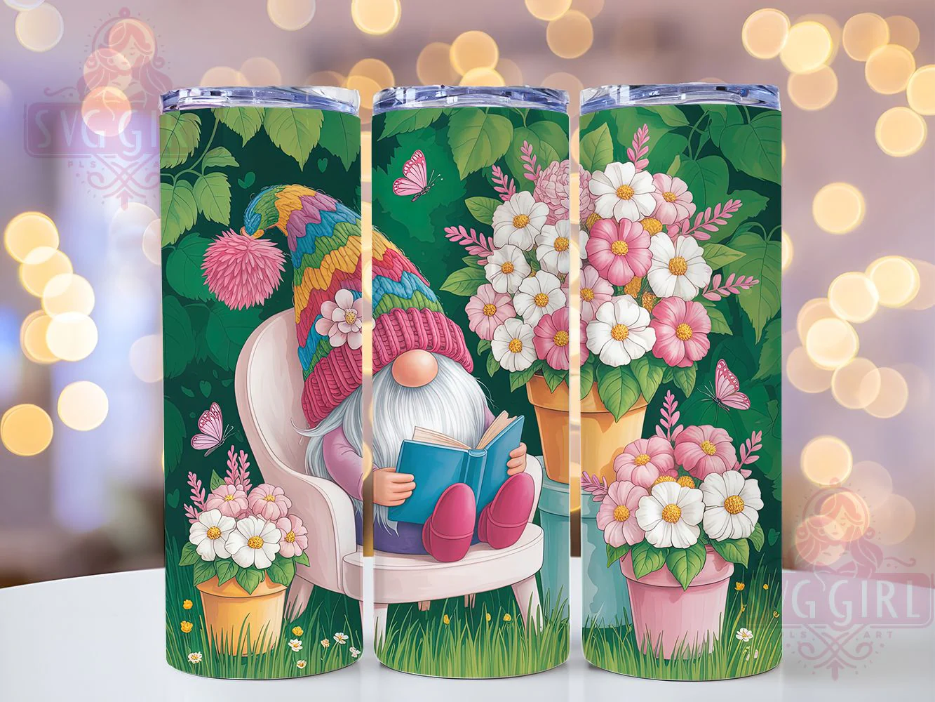 Cozy Spring Gnome Tumbler, Spring Gnome Tumbler, Stylish 20oz Wrap, Sublimation Design, Trendy Gift Idea, Seasonal Gnome Wrap, Cute Spring Tumbler