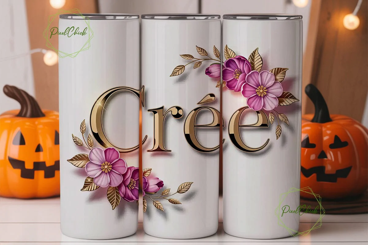 Cree Floral Name 20oz Tumbler Wrap - Image 2