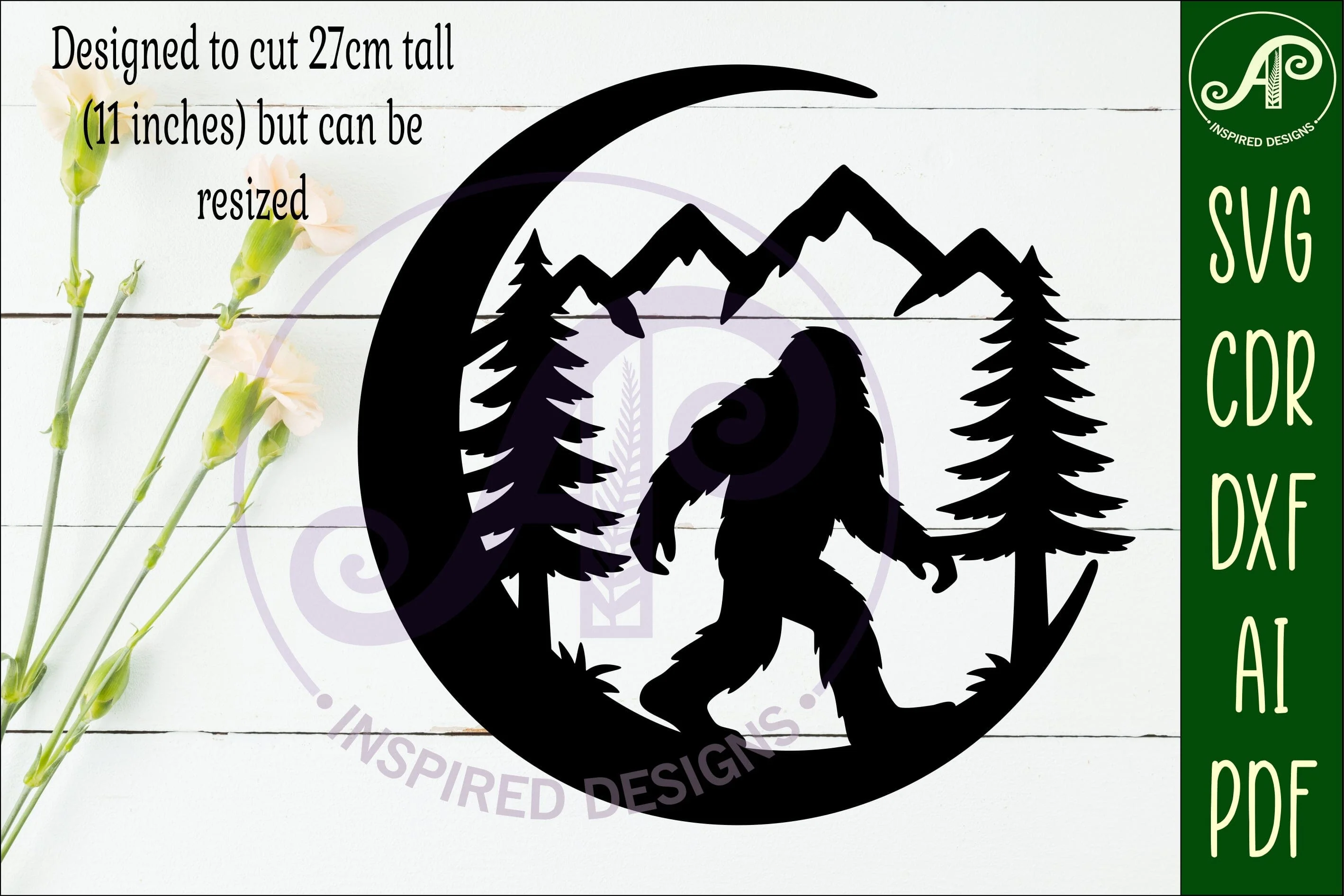 Crescent Moon Bigfoot animal wall sign - Image 2
