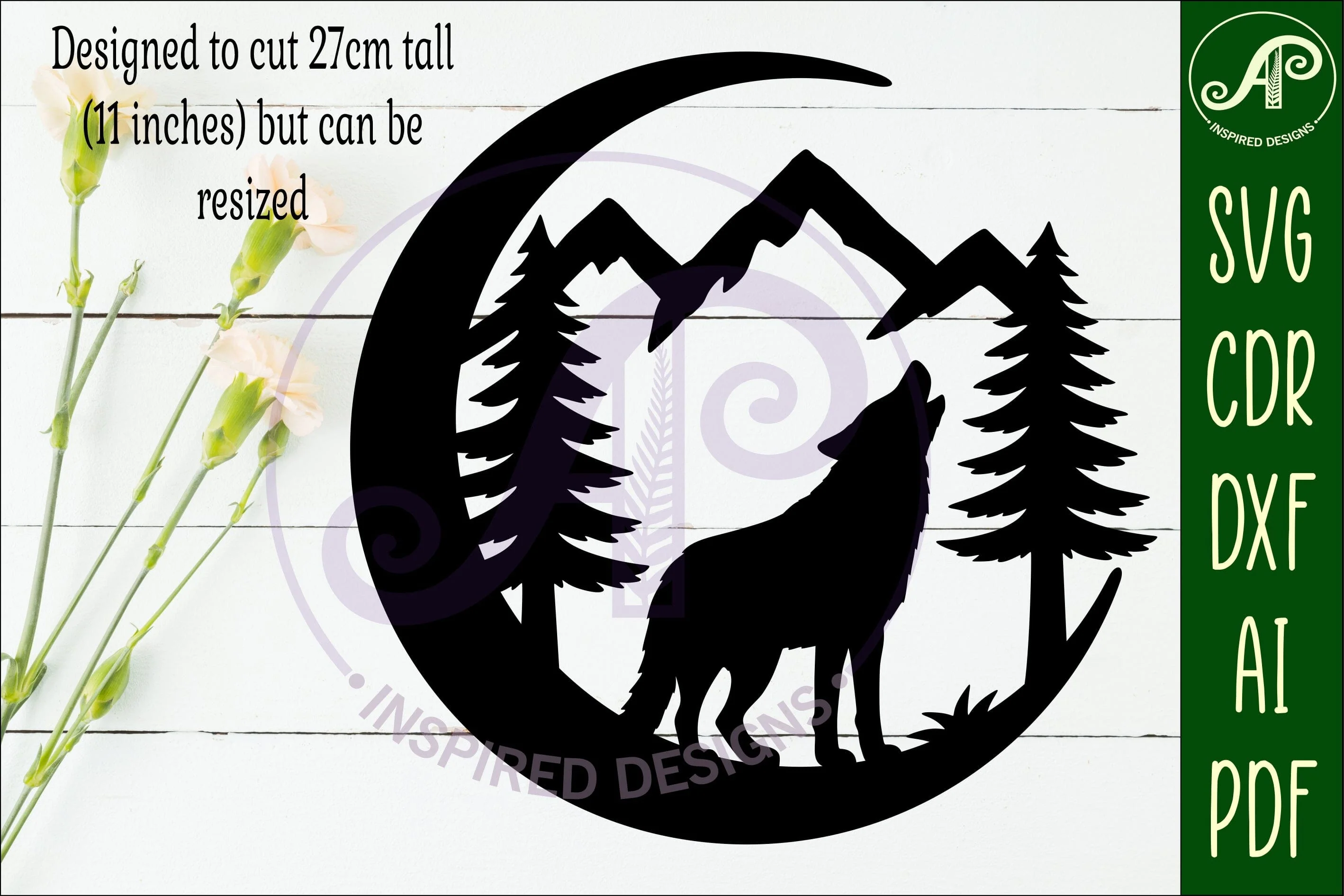 Crescent Moon Wolf animal wall sign - Image 2